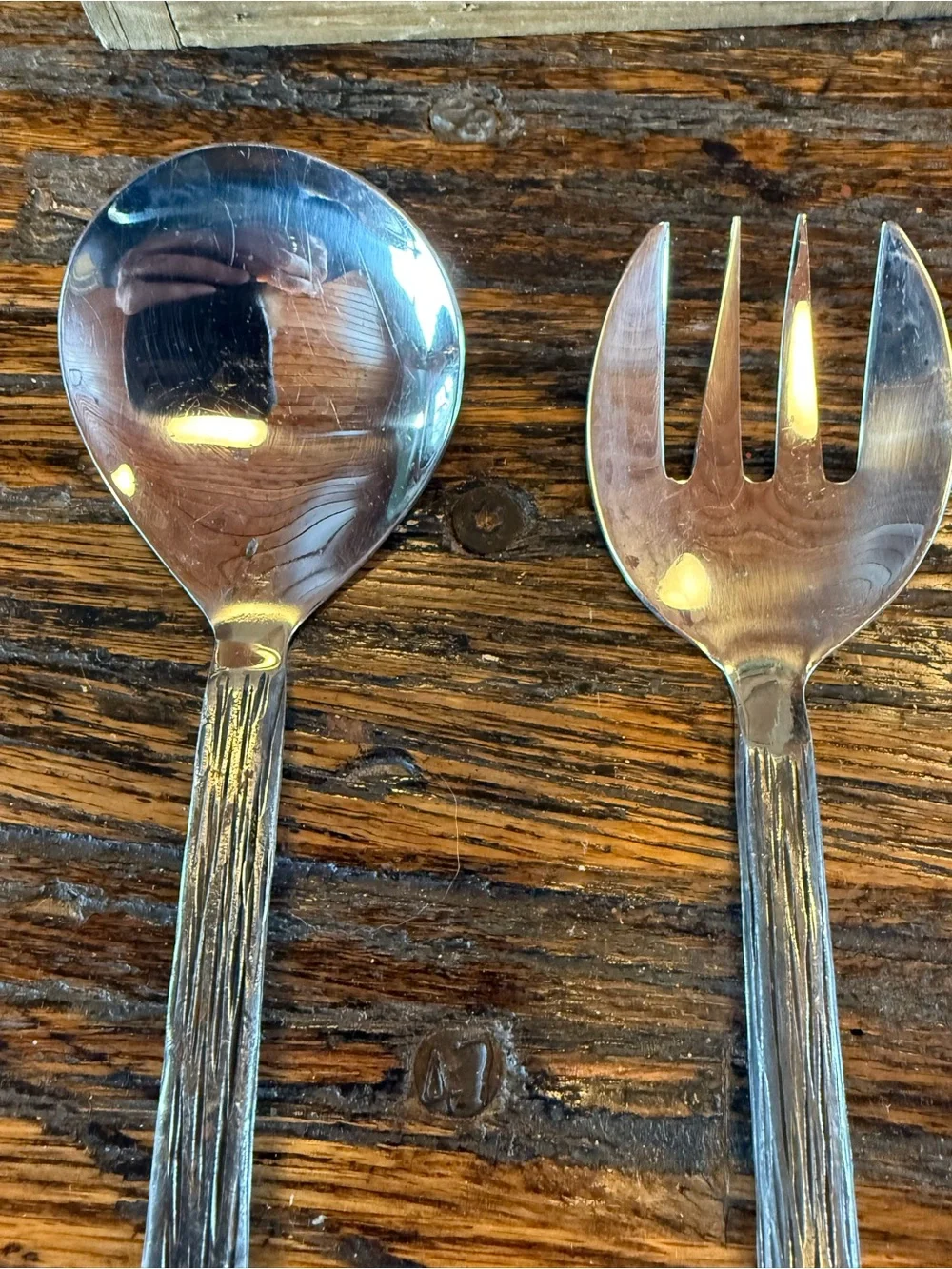 Pottery Barn Rustic Silver Salad Serving Set - Home Dining